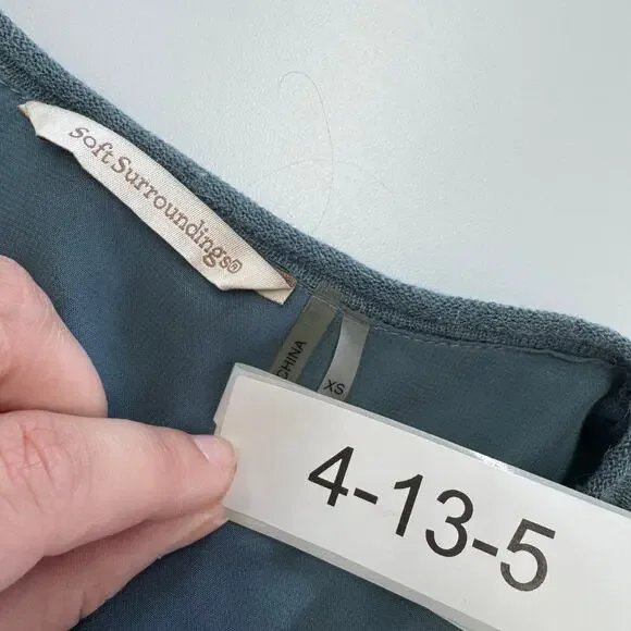 Soft Surroundings Top Womens X‎ Small Blue Songstress Chiffon Layered Blouse - Picture 3 of 7